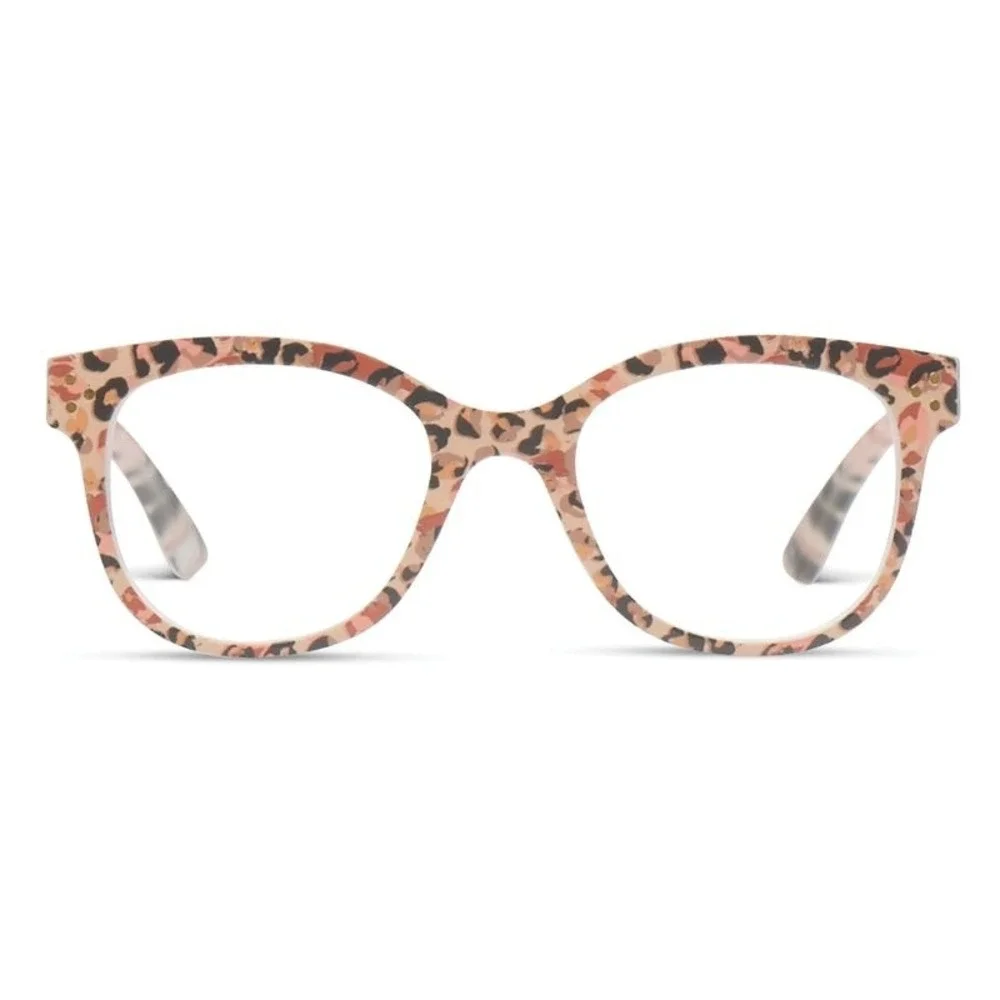New Leopard Coral Peepers blue light filter readers +1.25 & case